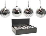 Χριστουγεννιάτικη Μπάλα Ασημί 100mm Σε 4 Σχέδια