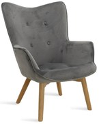 Πολυθρόνα Kido βελούδο χρώμα ασημί-γκρι 72x75x99 εκ.