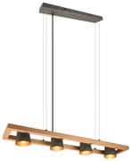 Κρεμαστό Φωτιστικό Vintage Ράγα 100xH150cm 4xE14 Νίκελ Αντικέ Trio Lighting Bell 301900467