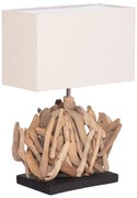 Επιτραπέζιο ορθογώνιο φωτιστικό Twiggy driftwood &amp; λευκό καπέλο 35x14x50Υ εκ.