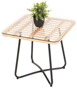 Τραπεζάκι Gerry με Wicker Μπεζ-Μαύρο Μεταλ. Σκελετό 50x50x47,5Yεκ.