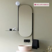 SCARABEO 2704-NROP Καθρέπτης Μπάνιου Οβάλ από Μέταλλο με Ράφι &amp; Υποδοχή Λαμπτήρα 40x90cm Μαύρος