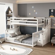 Κουκέτα Ξύλινη Λευκή για στρώμα 90 x 190 και κάτω 140 x 190