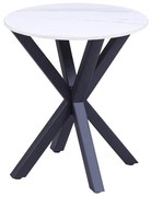Τραπεζάκι σαλονιού Βοηθητικό C9473.06 Στρόγγυλο Λευκό Μάρμαρο και Μαύρη Βάση Φ50x55Υεκ. 50x50x55 εκ.