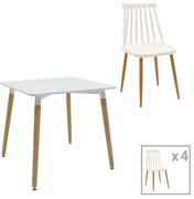 Τραπεζαρία Aurora-Natali σετ 5τεμ pp-mdf σε λευκό-φυσική απόχρωση 80x80x6εκ 80x80x76 εκ.