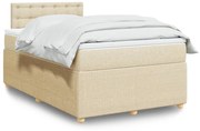 vidaXL Κρεβάτι Boxspring με Στρώμα Κρεμ 120x200 εκ. Υφασμάτινο