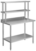 vidaXL Πάγκος Εργασίας Κουζίνας με Ράφια 120x60x150 εκ. Ανοξ. Ατσάλι