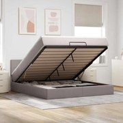 vidaXL Οθωμανικό κρεβάτι με στρώμα &amp; LEDs Taupe 160x200cm ύφασμα