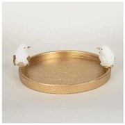 Διακοσμητική Πιατέλα Με Πουλί Ξύλινη Λευκη-χρυση 30.9x28x9.5cm 752-15018 Estheti-752-15018-Λευκό-Χρυσό 752-15018