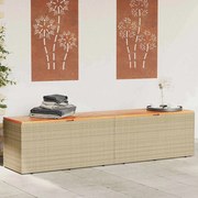 vidaXL Κουτί Αποθ. Κήπου Μπεζ 220x50x54 εκ. Συνθ. Ρατάν/Μασίφ Ακακία