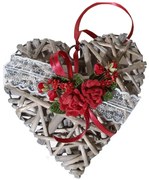 Κρεμαστή Διακοσμητική Καρδιά Ξύλινη Διακοσμημένη Με Κόκκινα Λουλούδια & Κορδέλες 22εκ. Royal Art GOU12/1630/025