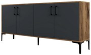 Μπουφές HM9428.01 180x35x78cm Walnut-Anthracite Melamine, Metal