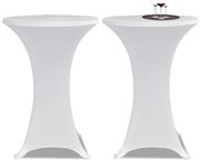 vidaXL Κάλυμμα Τραπεζιού Stretch 2 τεμ. Λευκό Ø 80 εκ.