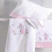 Σεντόνια Βρεφικά Felix Με Κέντημα (Σετ 3τμχ) Pink Ρυθμός Κούνιας 100x160cm 100% Cotton