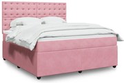 vidaXL Κρεβάτι Boxspring με Στρώμα Ροζ 180x200 εκ. Βελούδινο