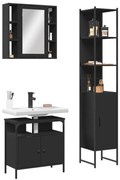 vidaXL Σετ Επίπλων Μπάνιου 3 Τεμαχίων Μαύρο από Επεξεργασμένο Ξύλο