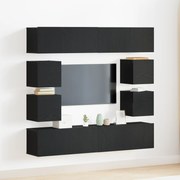 vidaXL Σετ Κασετών Τηλεόρασης 6 Τεμαχίων, Τοίχου από Μαύρο Δρυς