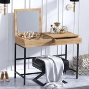 Megapap Τουαλέτα Με Καθρέπτη Linda Φυσικό Οξιάς 100x45x74εκ.