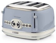 Τοστιέρα ψωμιού Ariete VINTAGE 0156/05, 1600W, 4 φέτες, 3 λειτουργίες, 6 στάδια, Αφαιρούμενος δίσκος ψίχας, Μπλε