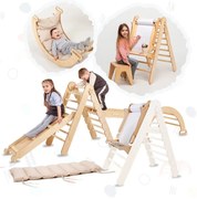 Σετ Αναρριχησης Montessori 6 Σε 1: Τριγωνικη Σκαλα + Αψιδα Αναρριχησης + Τσουληθρα + Μαξιλαρι + Αναρτηση για Σχεδιο + Διχτυ
