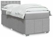 vidaXL Κρεβάτι Boxspring με Στρώμα Ανοιχτό Γκρι 90x190 εκ. Υφασμάτινο