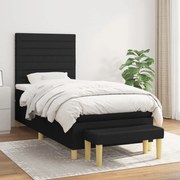 vidaXL Κρεβάτι Boxspring με Στρώμα Μαύρο 90x190 εκ.Υφασμάτινο