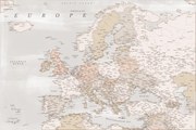 Χάρτης Detailed map of Europe in rustic style, Blursbyai