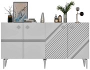 Μπουφές Iris 475OLV2758 150x40x79cm White-Silver Μοριοσανίδα, Μελαμίνη