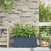 vidaXL Γλάστρα Κήπου Καλαθοπλεκτική με αποθήκευση Γκρι 40 x 40 x 126εκ Πλαστικό