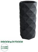 20724 GloboStar®  Artificial Garden GENOVA 20724 Επιδαπέδιο Πολυεστερικό Τσιμεντένιο Κασπώ Γλάστρα - Flower Pot Μαύρο Φ40 x Υ90cm