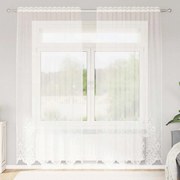 vidaXL Κουρτίνες με κουρτίνες Floral Λευκό 150 x 240 εκ. Πολυεστέρας