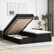 vidaXL Οθωμανικό κρεβάτι με στρώματα Μαύρο 200x200cm Faux Leather