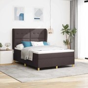 vidaXL Κρεβάτι Box Spring με Στρώμα Καφέ 140x190 εκ. Υφάσματος