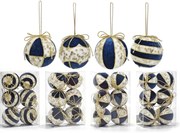 Χριστουγεννιάτικη Μπάλα Μπλε 80mm Σετ 6Τμχ Σε 4 Σχέδια