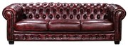 WOODWELL Ε9574,44CHESTERFIELD Birmingham Καναπές 4Θέσιος Σαλονιού Καθιστικού, Δέρμα Antique Red 241x92x74cm Ε9574,44