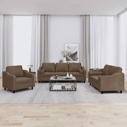 vidaXL Πολυθρόνες Σετ 3 Τεμαχίων Καφέ από Ύφασμα με Μαξιλάρια