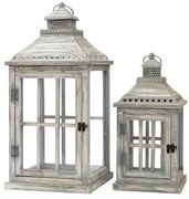 Φανάρι Σετ 2τμχ Ξύλινο Γκρι 28x28x60εκ.-21x21x42,5εκ. Zen Collection 24.17.49789