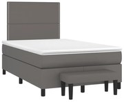 vidaXL Κρεβάτι Boxspring με Στρώμα Γκρι 120x190εκ. από Συνθετικό Δέρμα