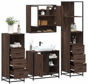 vidaXL Σετ Επίπλων Μπάνιου 4 Τεμαχίων Καφέ Δρυς από Επεξεργασμένο Ξύλο