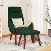 vidaXL Πολυθρόνα Relax Σκούρο Πράσινο Υφασμάτινη με Σκαμπό