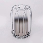 Κηροπήγιο Ρεσώ Μεταλλικό Με Γυαλί 752-24034 13,5x13,5x19,5cm Grey-Chrome Estheti Home Μέταλλο,Γυαλί