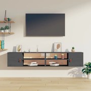 Ντουλάπια Τοίχου 2 τεμ. Γκρι 80x30x30εκ. από Μασίφ Ξύλο Πεύκου 818390