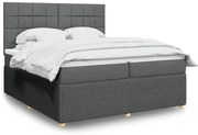 vidaXL Κρεβάτι Boxspring με Στρώμα Σκούρο Γκρι 200x200 εκ. Υφασμάτινο