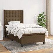 vidaXL Κρεβάτι Boxspring με Στρώμα Σκούρο Καφέ 90x200 εκ. Υφασμάτινο