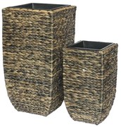 ΣΕΤ ΚΑΣΠΩ 2 ΤΕΜΑΧΙΑ POLY RATTAN  Fylliana FL20219 ΜΠΕΖ-ΚΑΦΕ ΧΡΩΜΑ 39x77εκ &amp; 29χ53ek