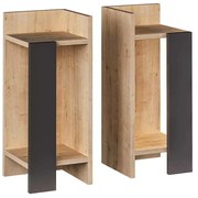 Κομοδίνο Immerse pakoworld σετ 2 τμχ. oak-ανθρακί 27x25x60εκ
