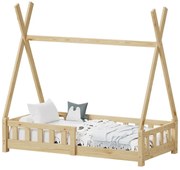 Παιδικό κρεβάτι Noam τ.Montessori με κιγκλίδωμα  ξύλο πεύκου σε φυσική απόχρωση 70x140εκ