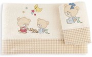 Βρεφικές Πετσέτες Σετ 2τμχ Happy Bears Ecru DimCol Σετ Πετσέτες 30x50cm 100% Βαμβάκι