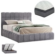 ΚΡΕΒΑΤΙ ΔΙΠΛΟ ΜΕ ΣΤΡΩΜΑ & ΑΠΟΘ.ΧΩΡΟ RAMON HM21168 ΓΚΡΙ ΜΠΟΥΚΛΕ--ΓΙΑ 160x200εκ