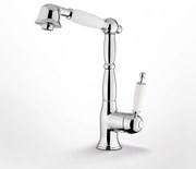 Bugnatese Oxford 6388-100 Μπαταρία Κουζίνας Χρωμέ/Λευκή Με Περιστρεφόμενο Ρουξούνι Με Αποσπώμενο Τηλέφωνο &amp; Άθραυστο Σπιράλ